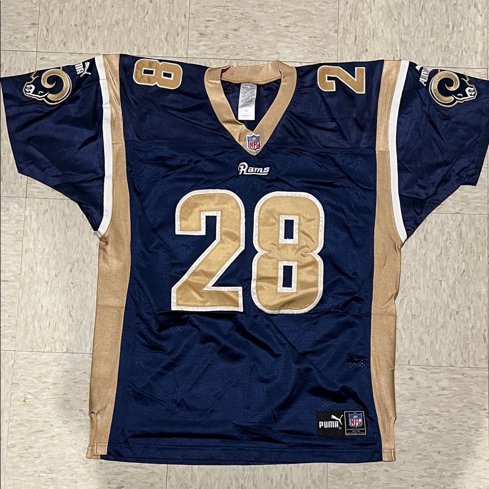 Puma Blue and Gold Marshall Faulk Rams Authentic NFL Jersey